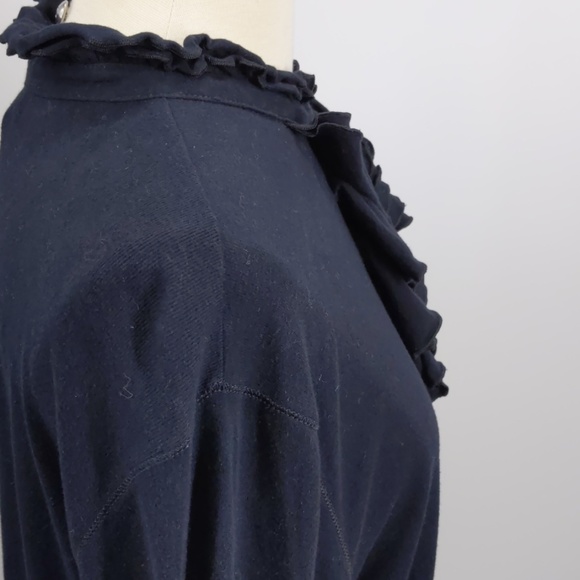 LRL Ralph Lauren black knit top with frills-sz XL - Picture 3 of 6